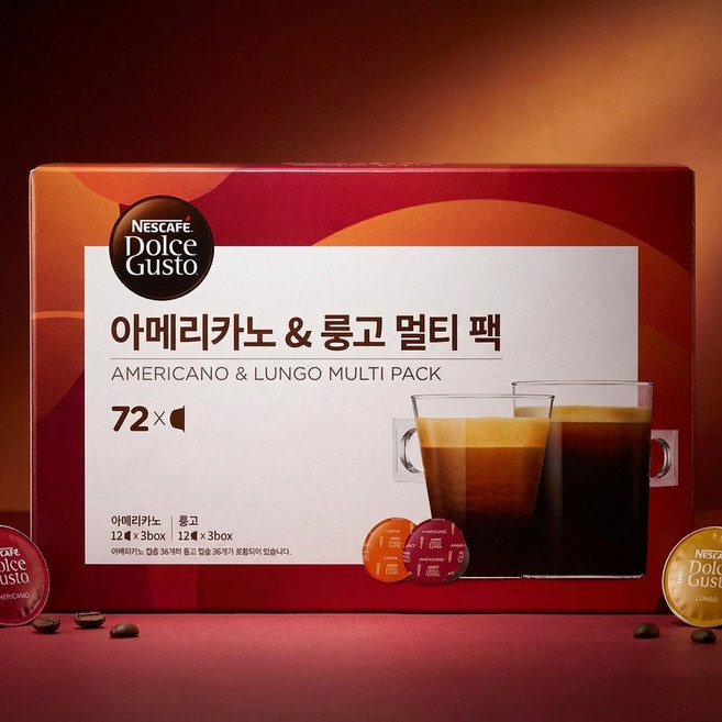 네스카페 돌체구스토 베스트셀러 아메리카노&룽고, 532.8g, 1세트, 72개입