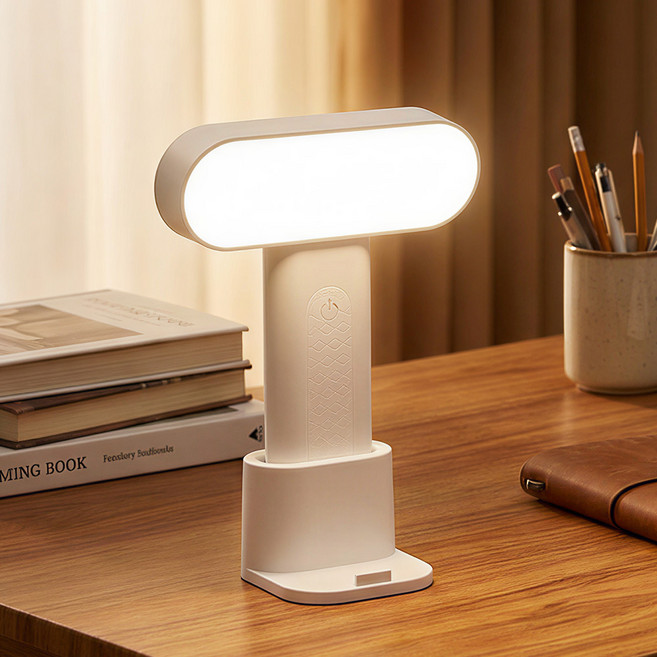 Jeernare 충전식 책상 스탠드 블루라이트 차단 스탠드 조명 자석 붙임형 스탠드, 화이트