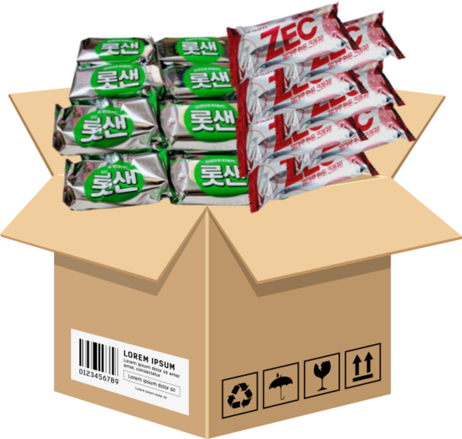 롯데 제크 오리지널 50g 6개 롯샌 파인애플 50g 6개 (총12입) 개별포장, 6세트, 615g