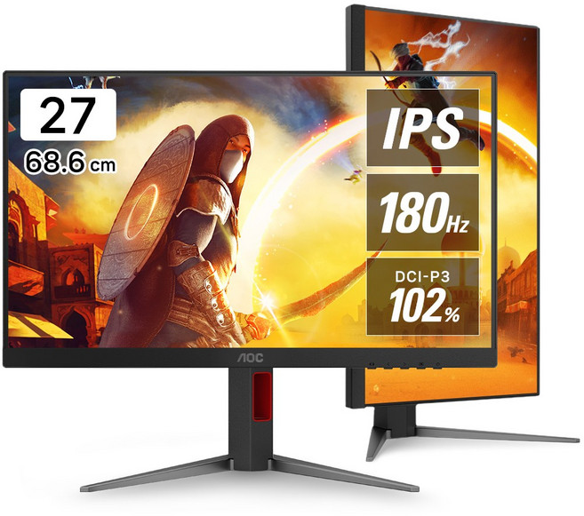 알파스캔 AOC 27G4 게이밍 IPS 180 프리싱크 HDR 무결점 68.6cm 모니터 180Hz 멀티스탠드 컴퓨터, 알파스캔 AOC 27G4 게이밍 180Hz HDR
