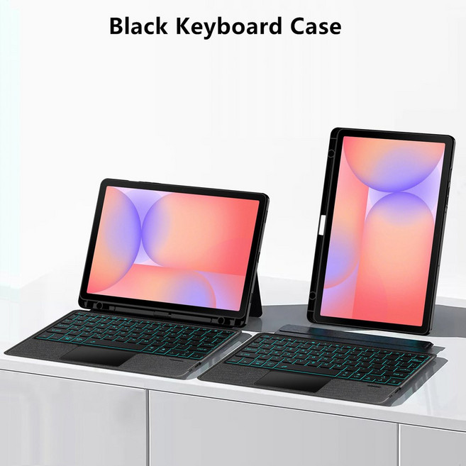 삼성 갤럭시 S10 라이트 10 SM X400 X406B FE S9FE S8 S7용 탈착식 매직 키보드 케이스 펜슬 홀더 커버 포함, English-French, Tab S7 S8 11-inch, Black