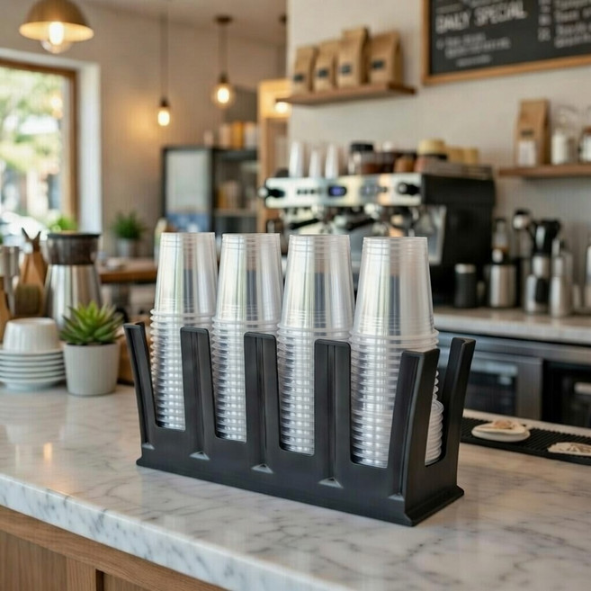 팩토리얼 카페 컵홀더 디스펜서 테이크아웃 업소용 일회용컵 컵보관함, 블랙, 1개