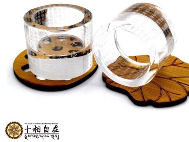 酥油粒專用燭台 水晶玻璃 大悲咒 心經 供佛燭台 長明燈, 1個