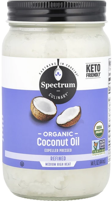 Spectrum Culinary 유기농 코코넛오일 정제 414ml(14fl oz), SpectrumCulinary유기농코코넛오일정제414m, 1개, 414ml - 쿠팡