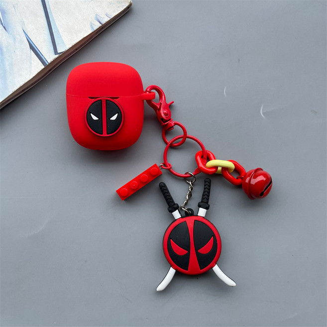 보스 QC 이어버드 2 이어폰 슈퍼파이터 캐릭터 태슬 실리콘 케이스, 빨간색 A, 태슬 B 케이스