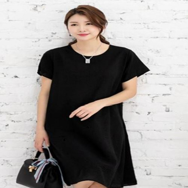 [NORITER] 풍기인견 여름원피스 빅사이즈 중년여성 외출복 홈웨어 라운드넥 린넨원피스