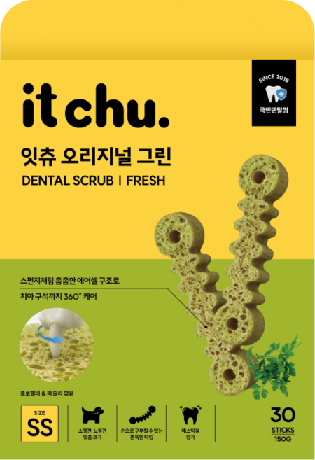 잇츄 오리지널 강아지 치석제거 덴탈껌 SS, 1개, 150g, 그린 SS