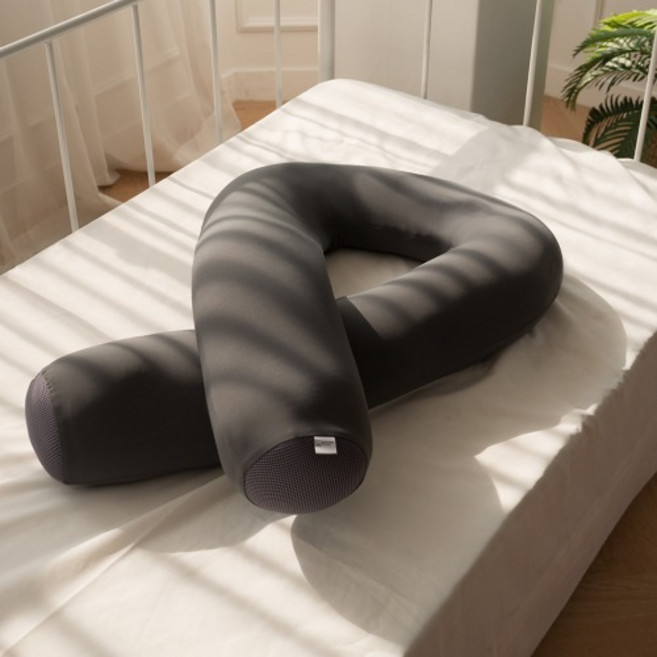 바디필로우 U자형 푹신 뚱뚱 쿨링 임산부 쿠션 모찌 배게, 그레이