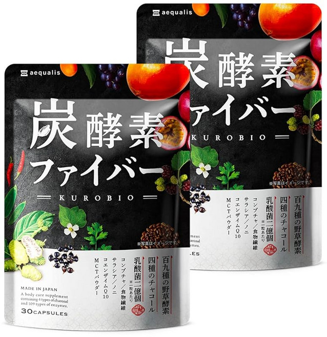 2봉세트탄효소섬유 차콜 보조효소 노니 사라시아 식이섬유 콤부차 KUROBIO