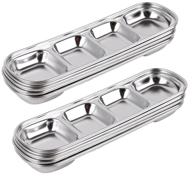 키친왕 스텐 사각 소스볼 4구, 10개, 실버