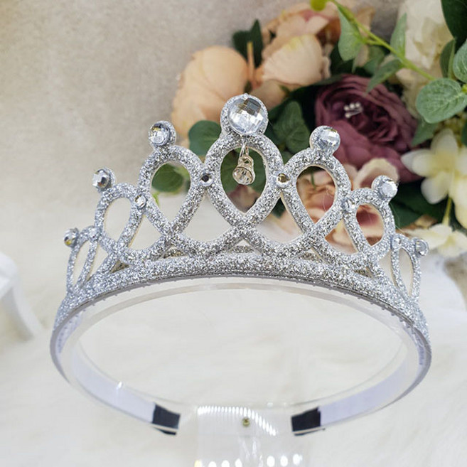 쁘띠공주 티아라헤어밴드 반짝반짝 글리터 왕관헤어밴드 왕관머리띠