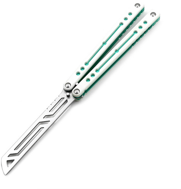 노틸러스 발리송 트레이너 채널 인더스트리즈 타이거피스트 접이식 카람빗 연습 부싱 연습용나이프 나비칼 무나사, 1개, 나우투스 화이트 그린