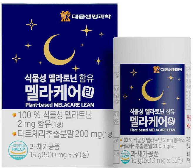 대웅생명과학 식물성 멜라토닌 함유 멜라케어린 1정당 2mg 함유 식약처 HACCP 인증, 1개, 30정 - 쿠팡