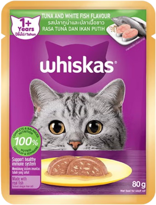 Whiskas 偉嘉 幼貓專用 鮪魚口味 濕糧, 80g, 1個, 鮪魚白魚