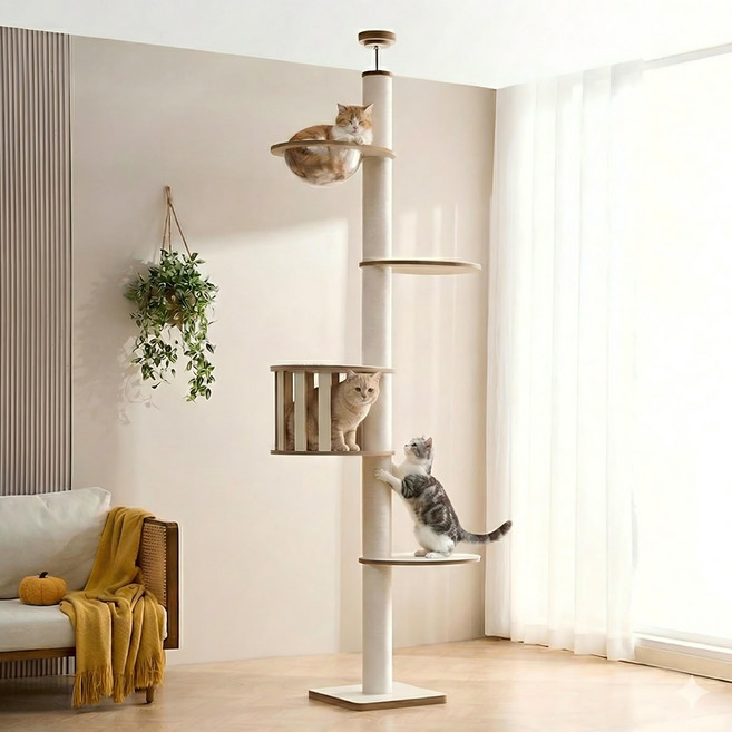 펫인꼬 대형 캣폴 캣타워, 1개, 아이보리