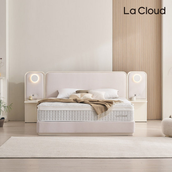 라클라우드 안단테 호텔식 조명 침대 세트 Q 퀸 (프레임+매트리스+패널2), 오크, 오크