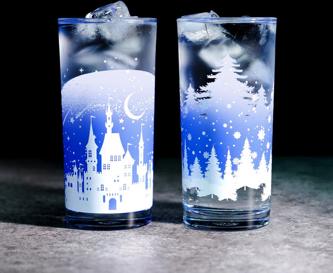 인생술잔 변색 유리 맥주컵 하이볼잔 350ml, 2개, 1세트