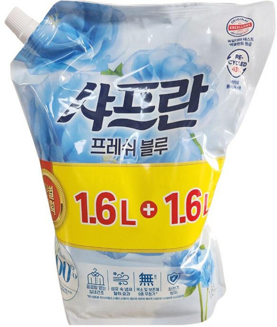 샤프란R(프레쉬블루) 1.6Lx2입LG생활건강, 1개, 1.6L