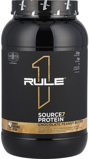 Rule One Proteins Source7 단백질 파우더 드링크 믹스 초콜릿 땅콩버터 913g(2.01lb), RuleOneProteinsSource7단백질파우더드링, 1개 - 쿠팡