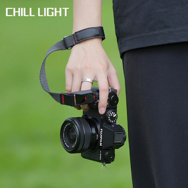 CHILL LIGHT 숄더 감압 스트랩 퀵 릴리즈 퀵 장착 플레이트 소니 캐논 후지 니콘 등 다양한 카메라 호환 크로스 스트랩 손목 밴드, 1개, 블랙 손목 밴드