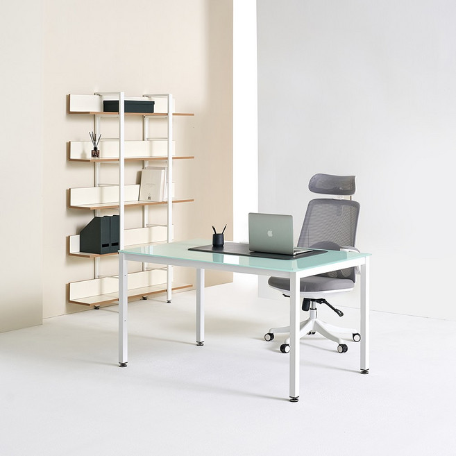TS-04 강화유리 컴퓨터 데스크 철제책상1600x600, 화이트프레임/유리(화이트)