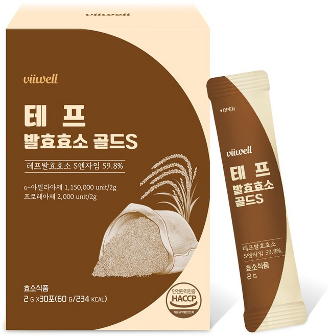 비웰 테프 발효 효소 골드S 역가수치 곡물 효소식품 고구마 맛, 1개, 60g