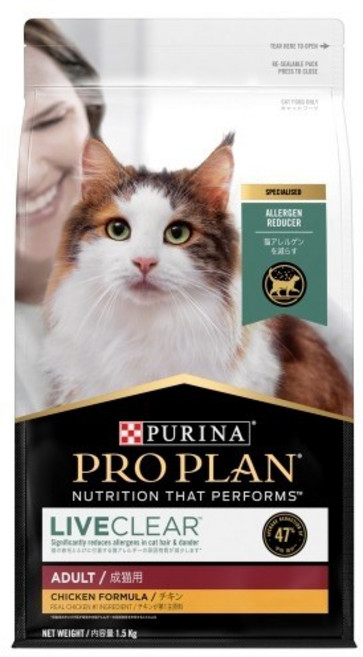 (프로플랜 정품)퓨리나 리브클리어 고양이사료 알러지케어 알레르기 사료 캣 건식사료, 1.5kg, 1개, 어덜트