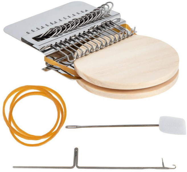 미니 직조기 키트 금속 나무 뜨개질 기계 도구 작은 직조 공예 봉제 다닝 홈 메이드 선물, 1개