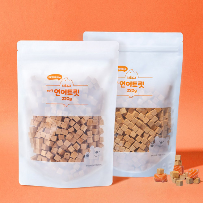 펫프리카 동결건조 메가 트릿 대용량 고양이 강아지 간식, 2개, 220g, 연어