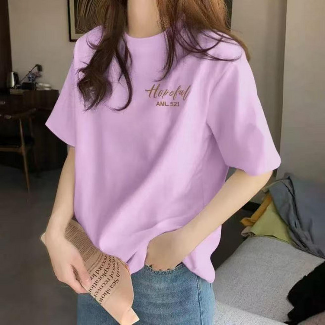 100%純棉 短袖T恤女 夏季新款 休閒百搭 體恤衫