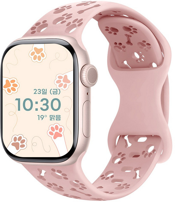 잇x디자인 애플워치 포잇버디 실리콘 스트랩, 로지핑크