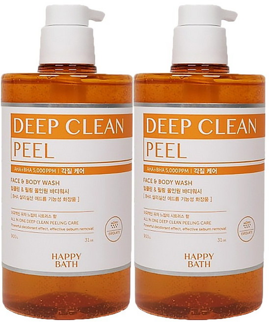 해피바스 딥클린 필링 올인원 바디워시 900ml 2개