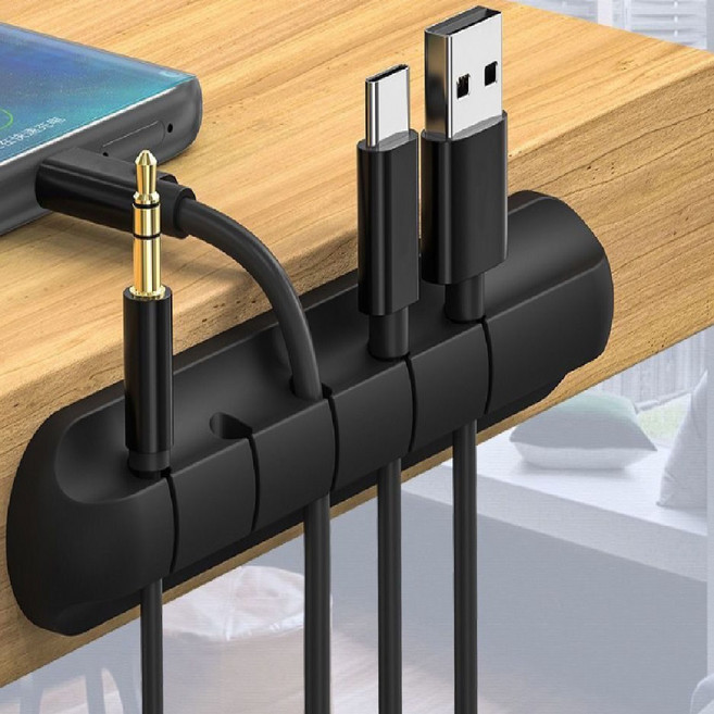 리브온 전선 정리 커버 케이블 가림막 멀티 홀더, 블랙, 2개