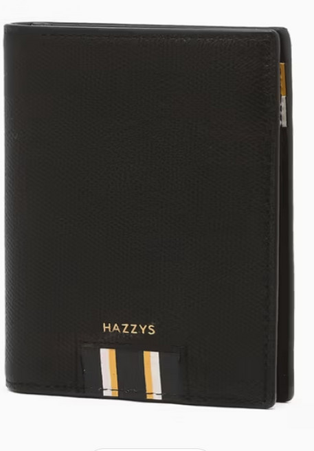 [AK분당점][헤지스ACC]블랙 컬러배색 소가죽 중지갑 HJWA5E507BK