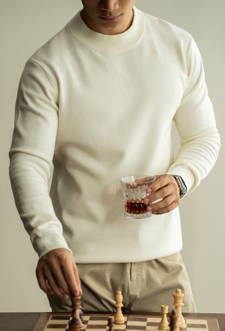 세탁기 사용 가능한 텐셀 울 순색 니트 스웨터 가을 겨울 라운드 넥 긴팔 스웨터 남성 보온 이너 레이어드 셔츠