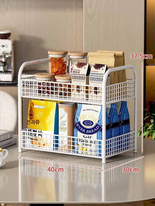 도비에닛 간식 진열대 소형 약국 수납 디스플레이 선반, 1개, 화이트 2단 바퀴 없음