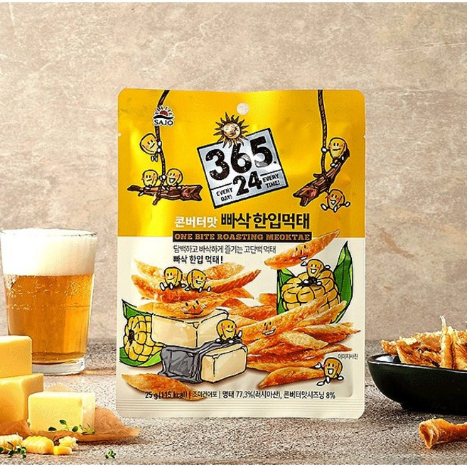 사조 빠삭하게 구운 한입 먹태 콘버터맛 먹태깡, 25g, 60개