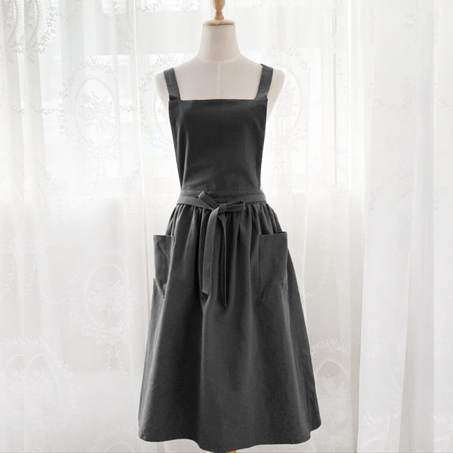 원예작업앞치마 린넨원피스작업복 꽃집 주방, 베이지, 베이지