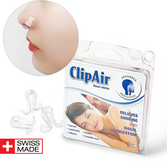 스위스산 비강확장기 코골이 완화 방지 의료기기 코확장기 실리콘 클립에어, 1세트