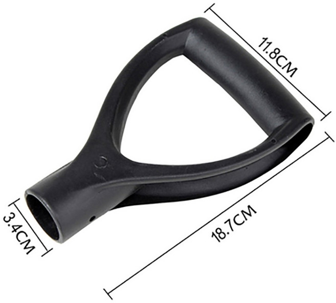 D/T 모양의 강철 삽 손잡이 검정색 플라스틱 그립 교체 눈 상단 정원 파기 긁어 모으기 도구, Black, 1개