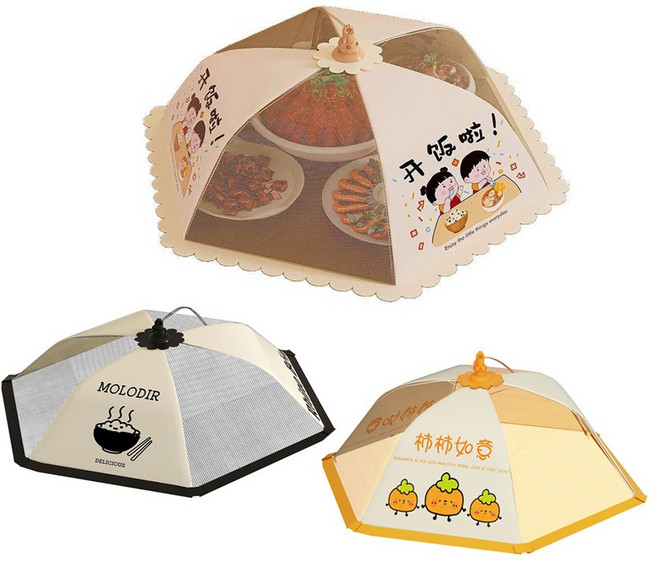 MOLODIR 可折疊保溫飯菜罩 70cm大尺寸 防蚊蟲防塵食物罩, 1個, 夏天防蚊蟲菜罩多款隨機出貨