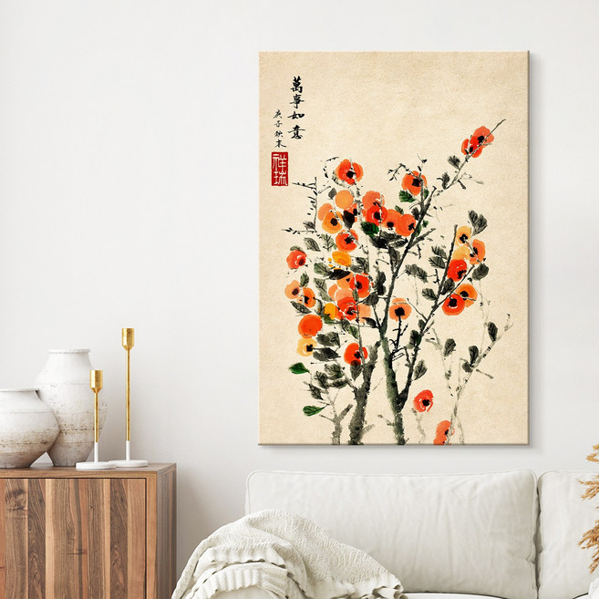 더아트컴퍼니 돈들어오는 감나무 그림 액자 21종 풍수그림 거실인테리어 개업선물 어버이날선물 캔버스액자 현관그림 사무실 회사 사업운 금전운 인테리어, 11. 성취 감나무