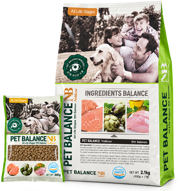 펫발란스 노블레스 연어 아티초크 소분 강아지 건식사료 체험팩 300g 포함, 2.1kg, 1개