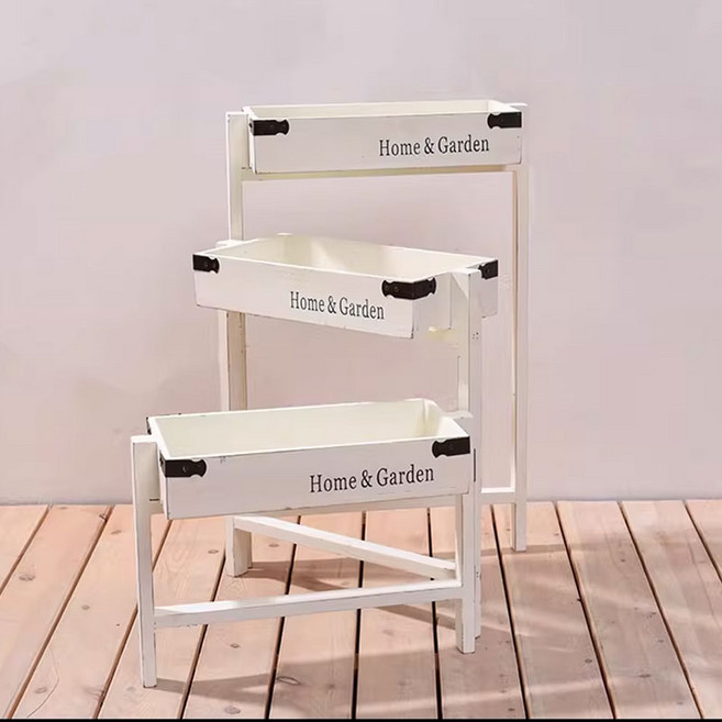 SeekFun 신축 화대 거실 카페 인테리어 다용도 화분 진열대 정리대, 3단, 화이트