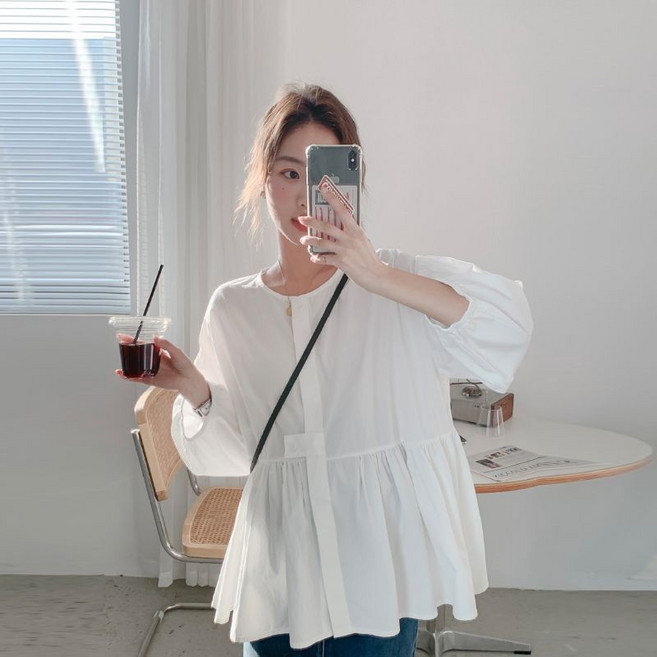 임산부 긴팔 남방 봄 가을 캐주얼 셔츠 루즈핏 긴팔 블라우스 봄 가을 데일리룩 JS