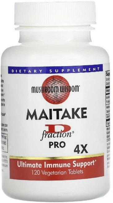 머쉬룸위즈덤 마이타케 디플렉션 Maitake DFraction 잎새버섯 베지타블릿 120정, 1개 - 쿠팡