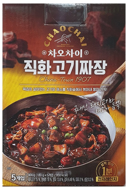 차오차이 직화고기 짜장, 5개, 180g