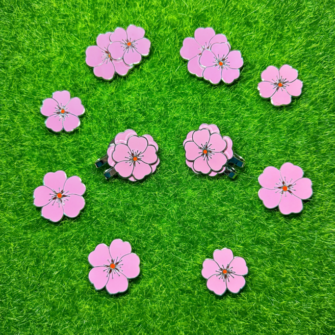 ALROX 골프용품 볼마크 벚꽃 골프 볼마커, 2개, 핑크