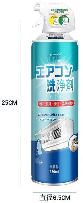 家用空調冷氣清洗劑 泡沫強力去污/u3000分解、洗淨、消臭、除菌, 1個, 空調清洗劑500ML