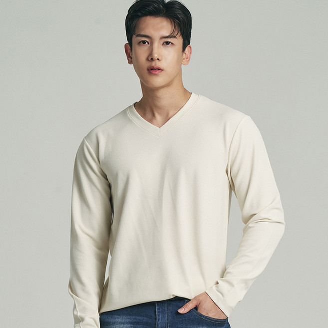 업클라스 남성용 브이넥 긴팔 티셔츠 a085